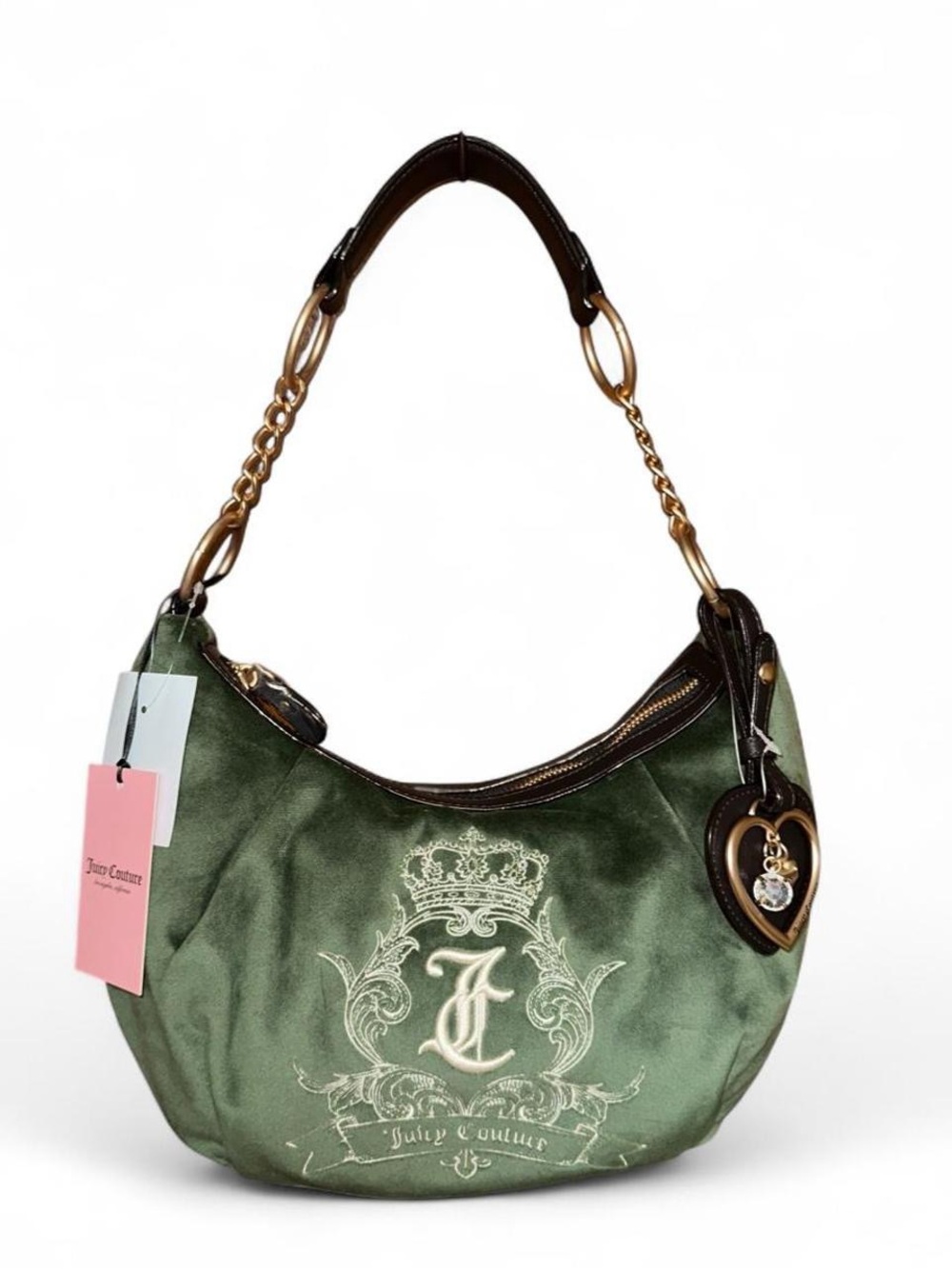 Juicy Couture Olive Green Hobo Bag with Gold Hardware